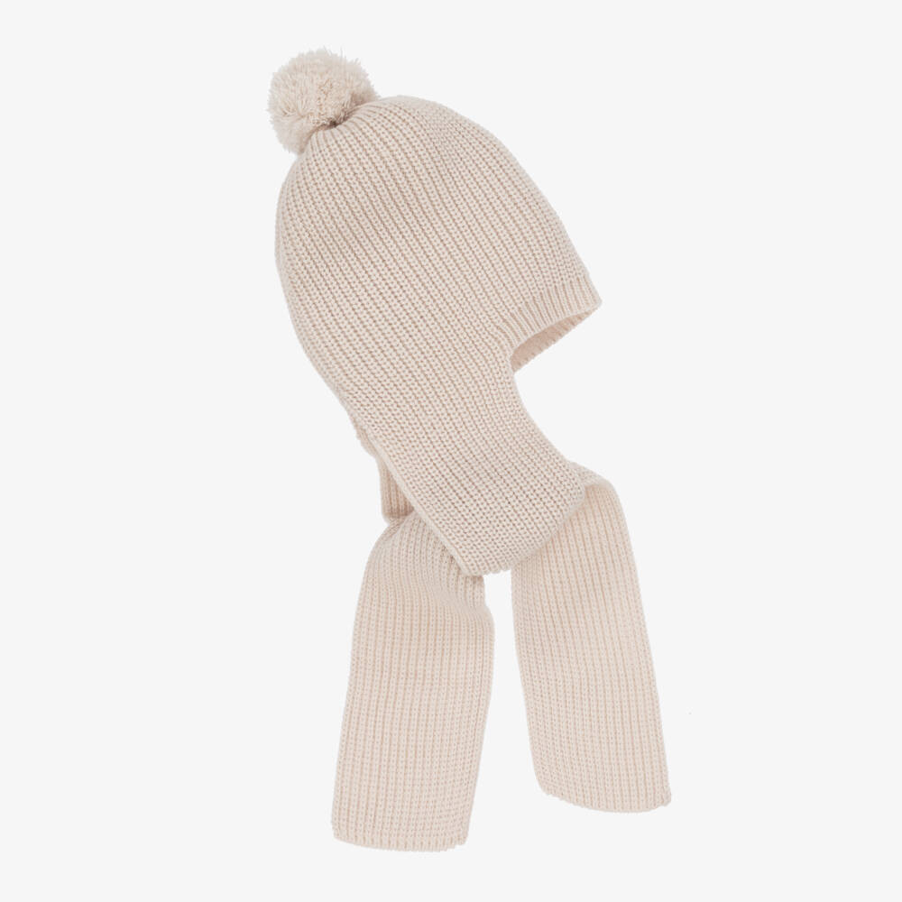 Artesanía Granlei-Beige Knitted Baby Hat Scarf | Childrensalon