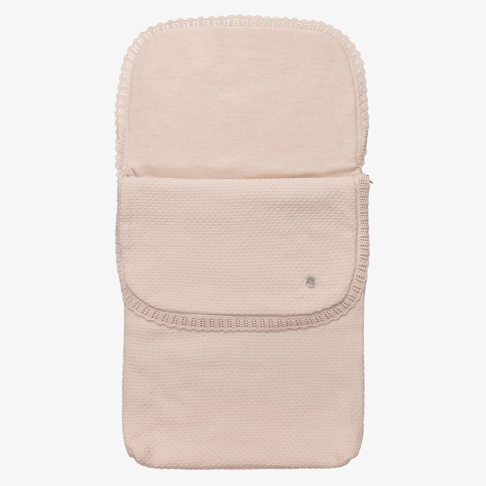 Artesanía Granlei-Beige Knitted Baby Nest with Lace Trim (71cm) | Childrensalon