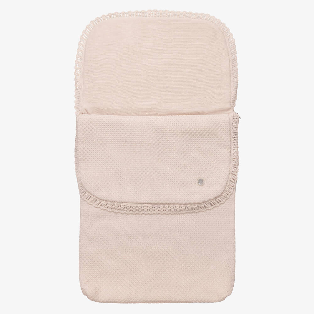 Artesanía Granlei-Beige Knitted Baby Nest with Lace Trim (71cm) | Childrensalon