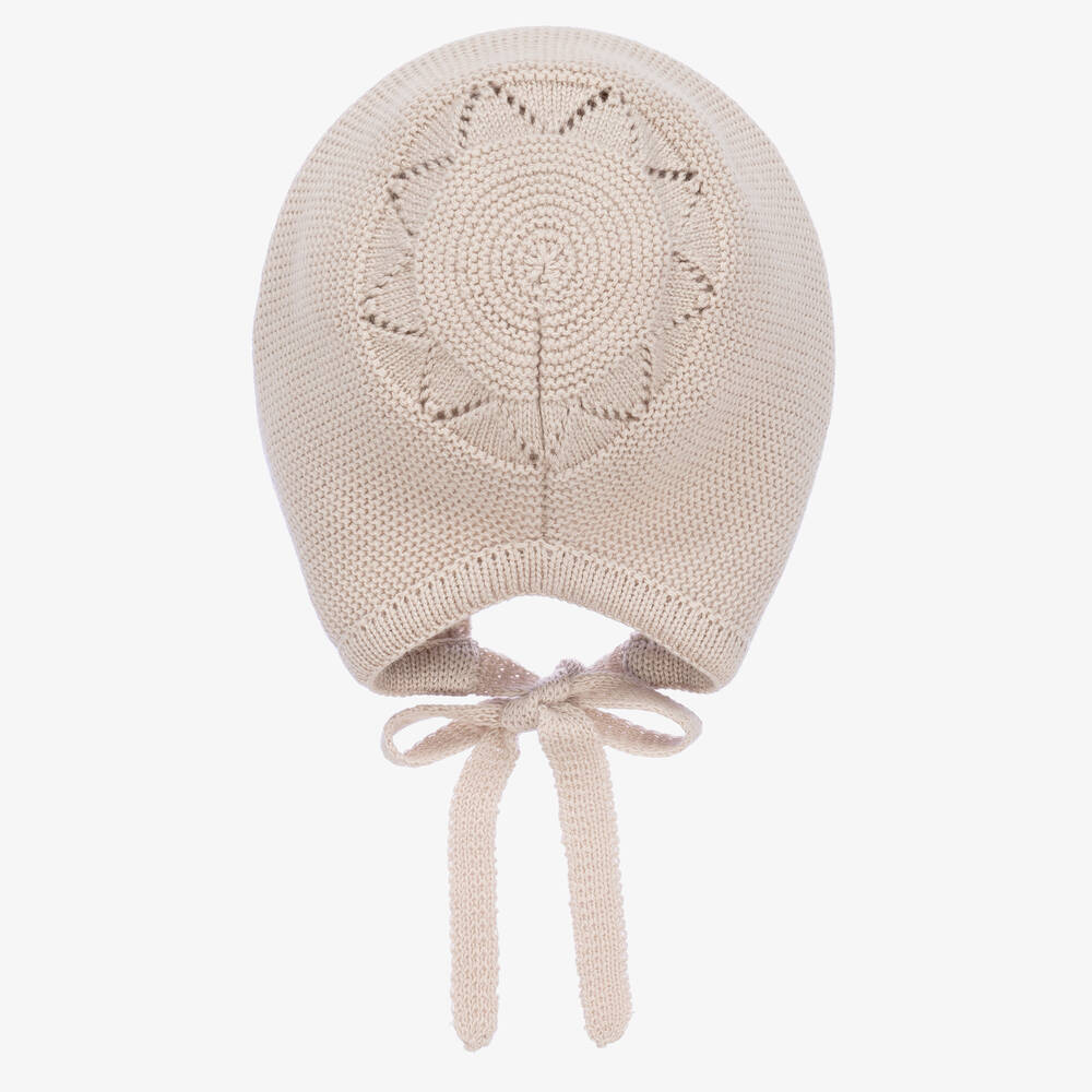 Artesanía Granlei-Beige Knitted Bonnet | Childrensalon