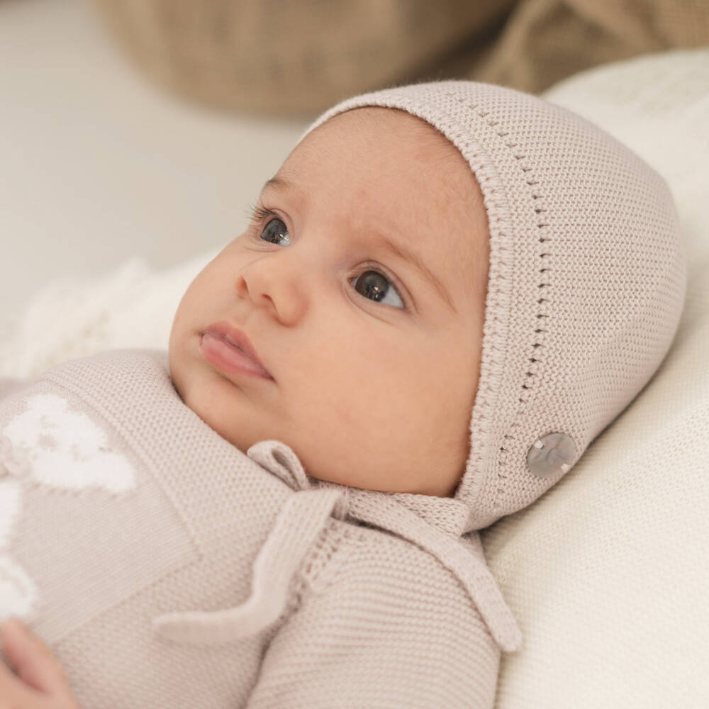 Artesanía Granlei-Beige Knitted Bonnet | Childrensalon
