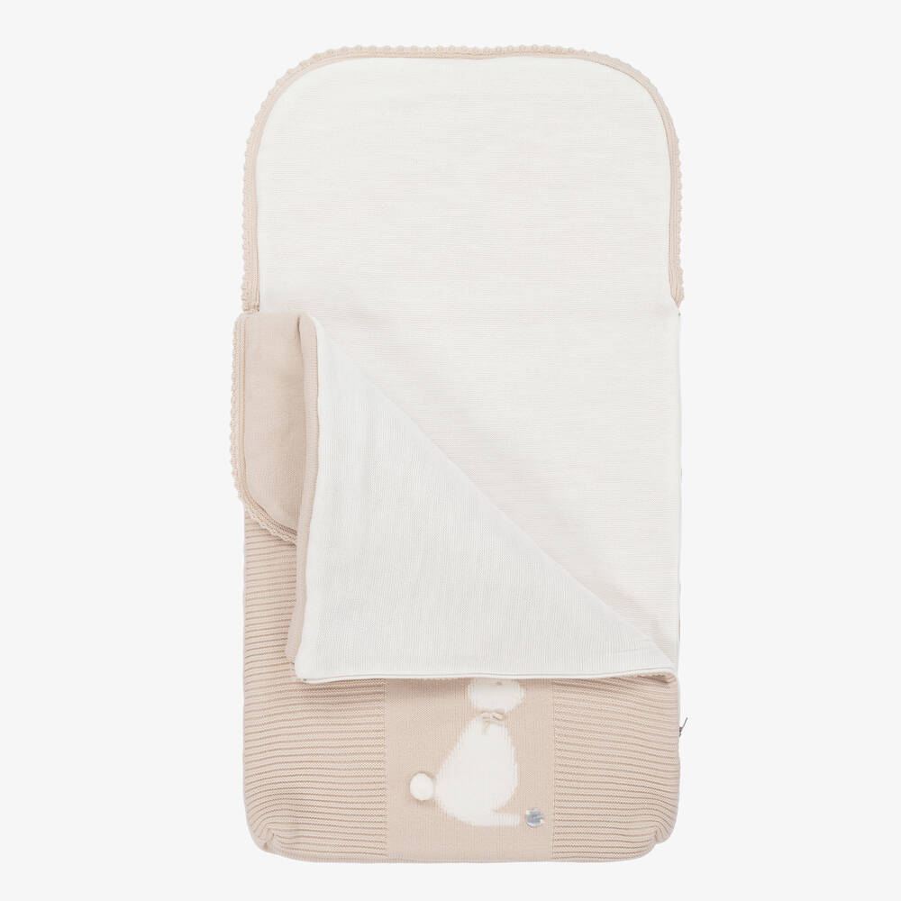 Artesanía Granlei-Beige Knitted Bunny Baby Nest (70cm) | Childrensalon