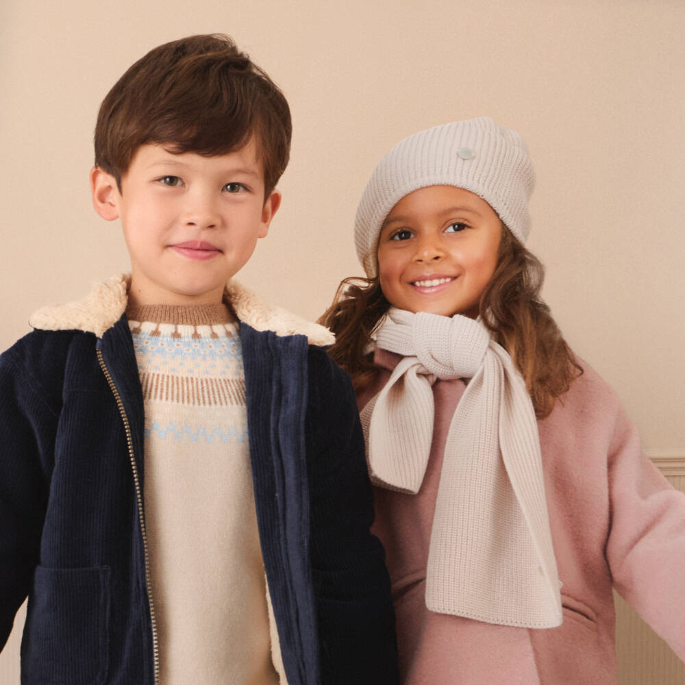 Artesanía Granlei-Beige Knitted Hat & Scarf Set | Childrensalon