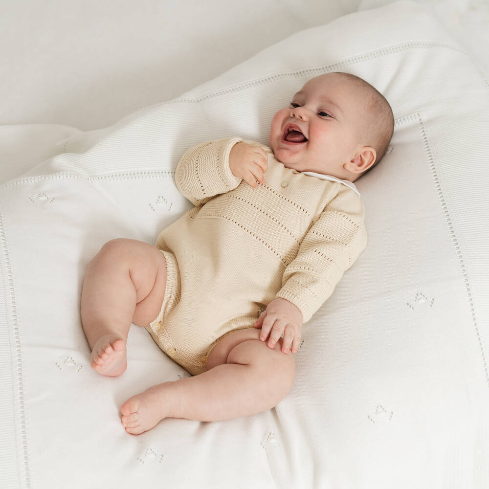 Artesanía Granlei-بودي سوت بياقة محبوك لون بيج  | Childrensalon