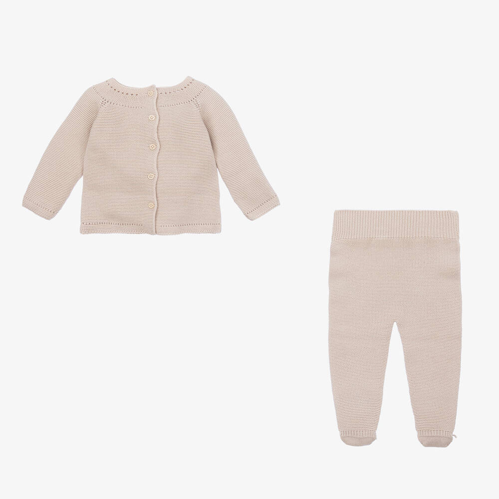 Artesanía Granlei-Beige Teddy Bear 2 Piece Babygrow | Childrensalon