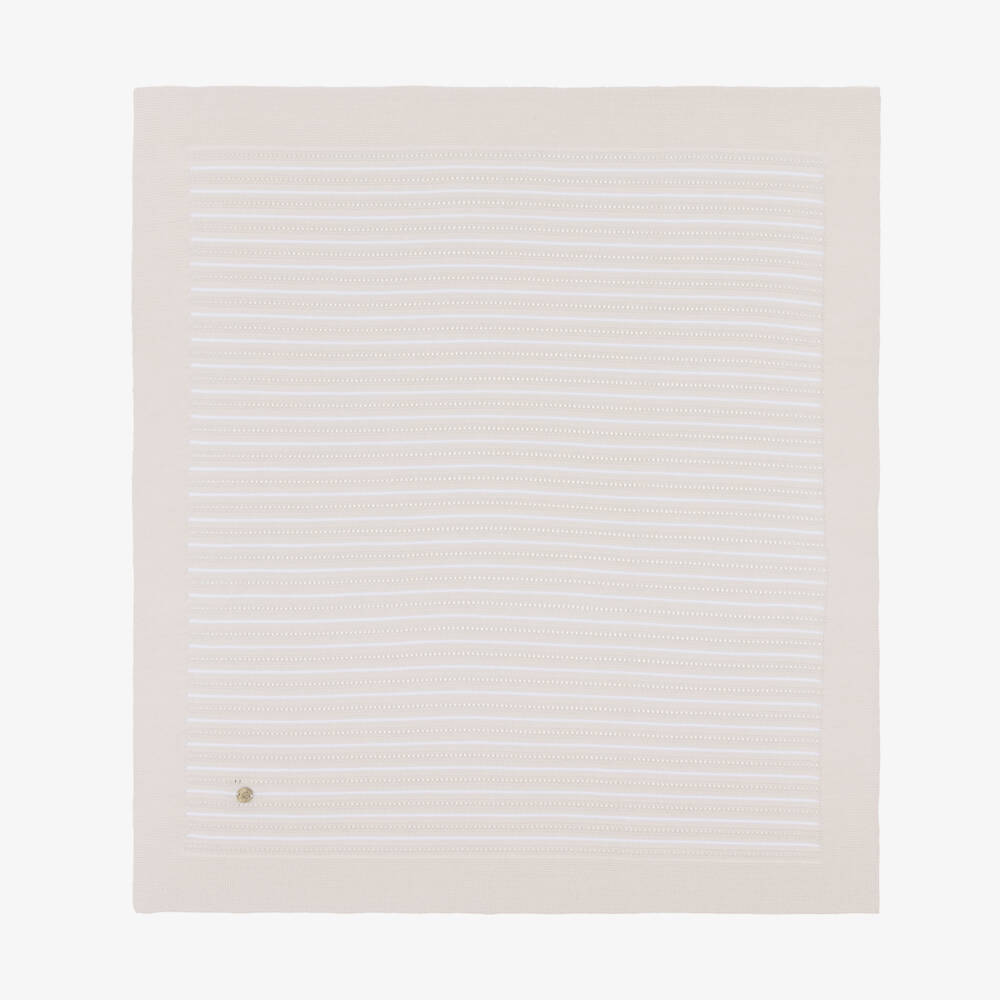 Artesanía Granlei-بطانية مقلمة لون بيج وأبيض (87 سم) | Childrensalon