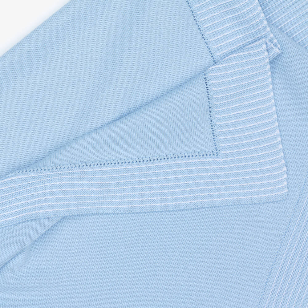 Artesanía Granlei-Blue Knitted Baby Blanket with Duck Motif (93cm) | Childrensalon