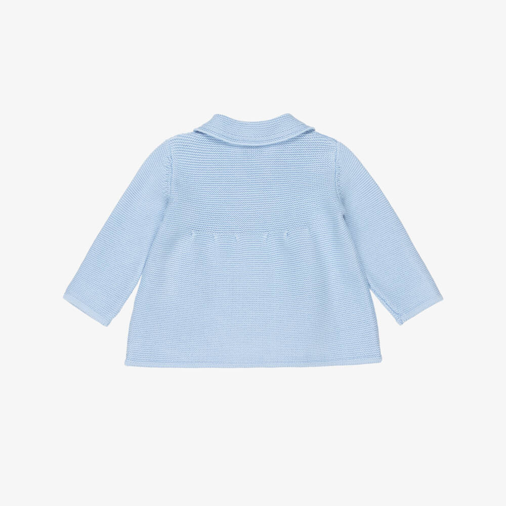 Artesanía Granlei-Blue Knitted Double Breasted Baby Cardigan | Childrensalon