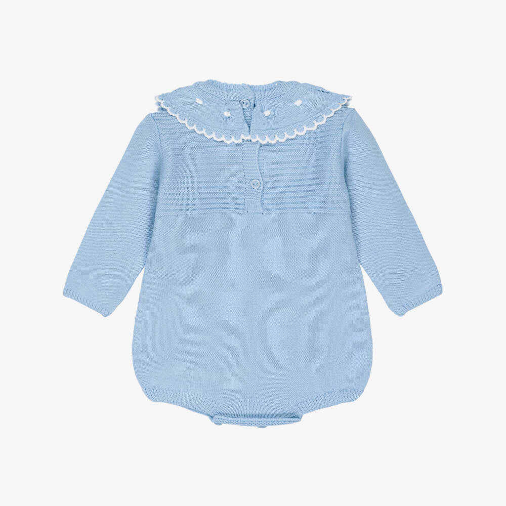 Artesanía Granlei-Blue  Knitted Shortie with Collar | Childrensalon