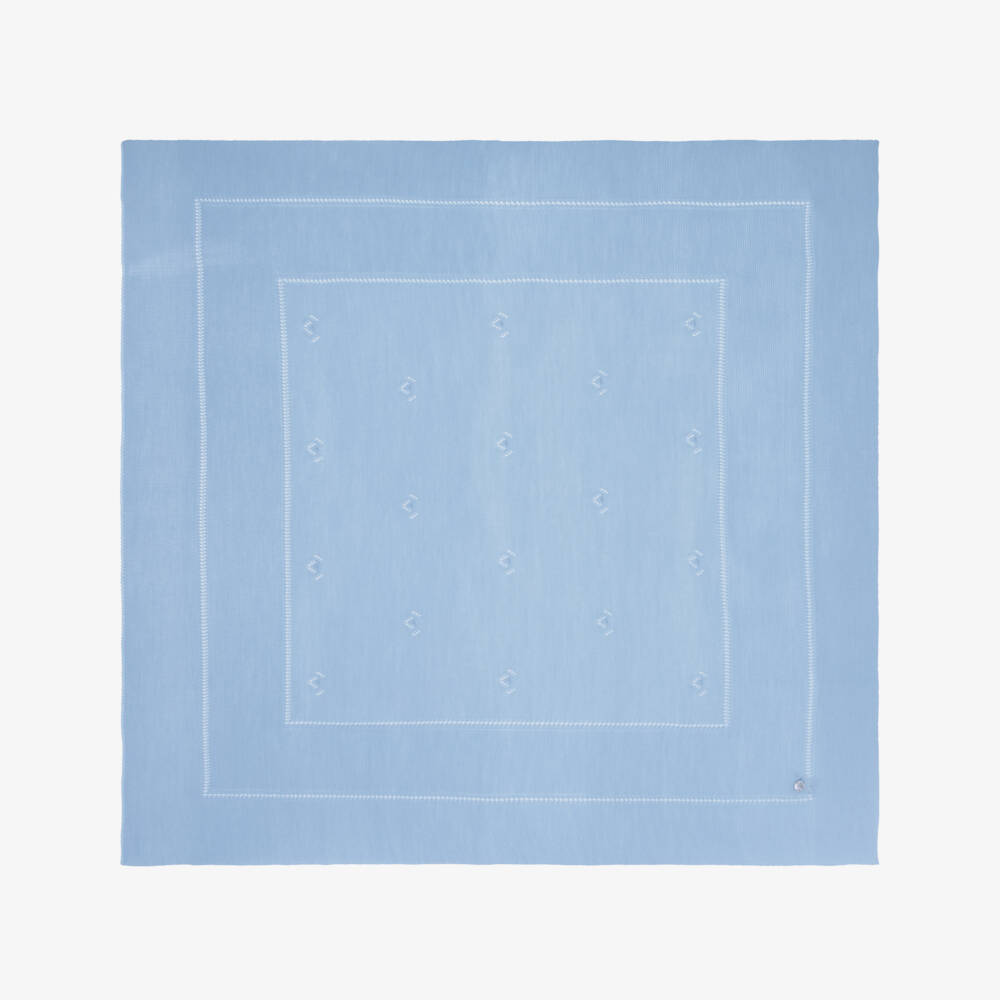 Artesanía Granlei-Blue Openwork Knitted Baby Blanket (106cm) | Childrensalon
