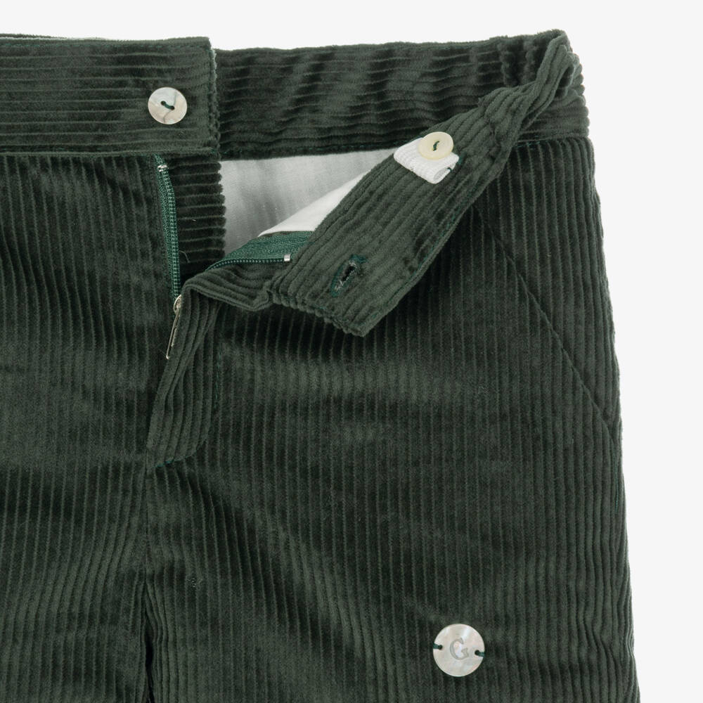 Artesanía Granlei-Boys Beige Fair Isle Knit & Green Corduroy Shorts Set | Childrensalon