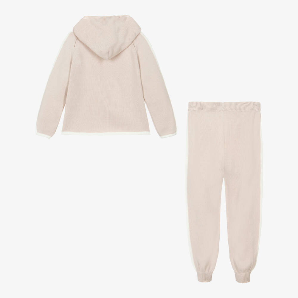 Artesanía Granlei-Boys Beige Knit Hooded Top & Trouser Set | Childrensalon