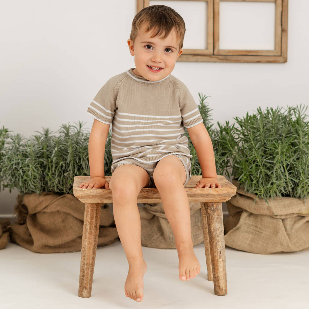 New In Artesania Granlei Boys Sand & White Shorts Set main image 0
