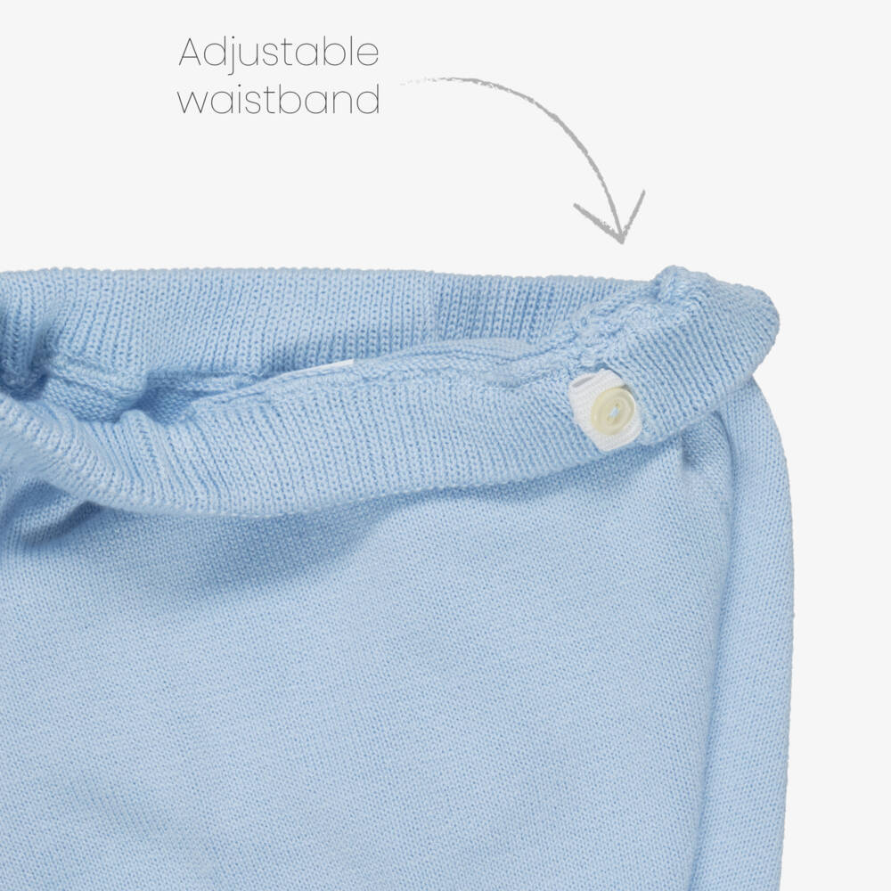 Artesanía Granlei-Boys Blue & Beige Knitted Polo Shirt & Shorts Set | Childrensalon