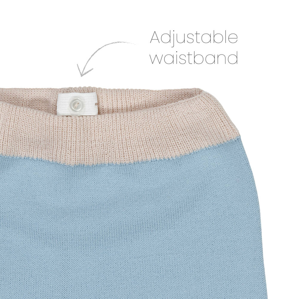 Artesanía Granlei-Boys Blue & Beige Knitted Sweater & Trouser Set | Childrensalon