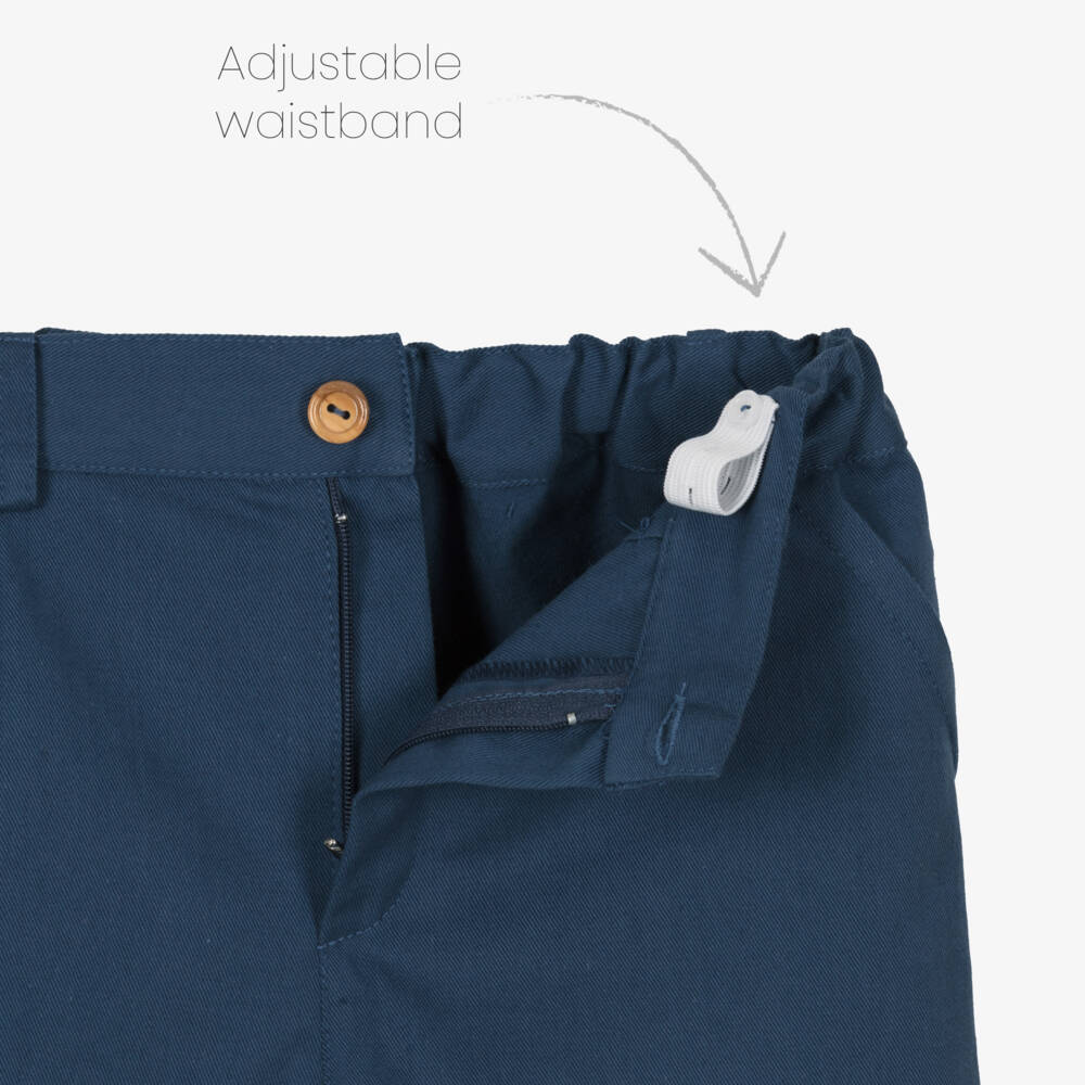 Artesanía Granlei-Boys Blue Checked Shirt & Twill Shorts Set | Childrensalon