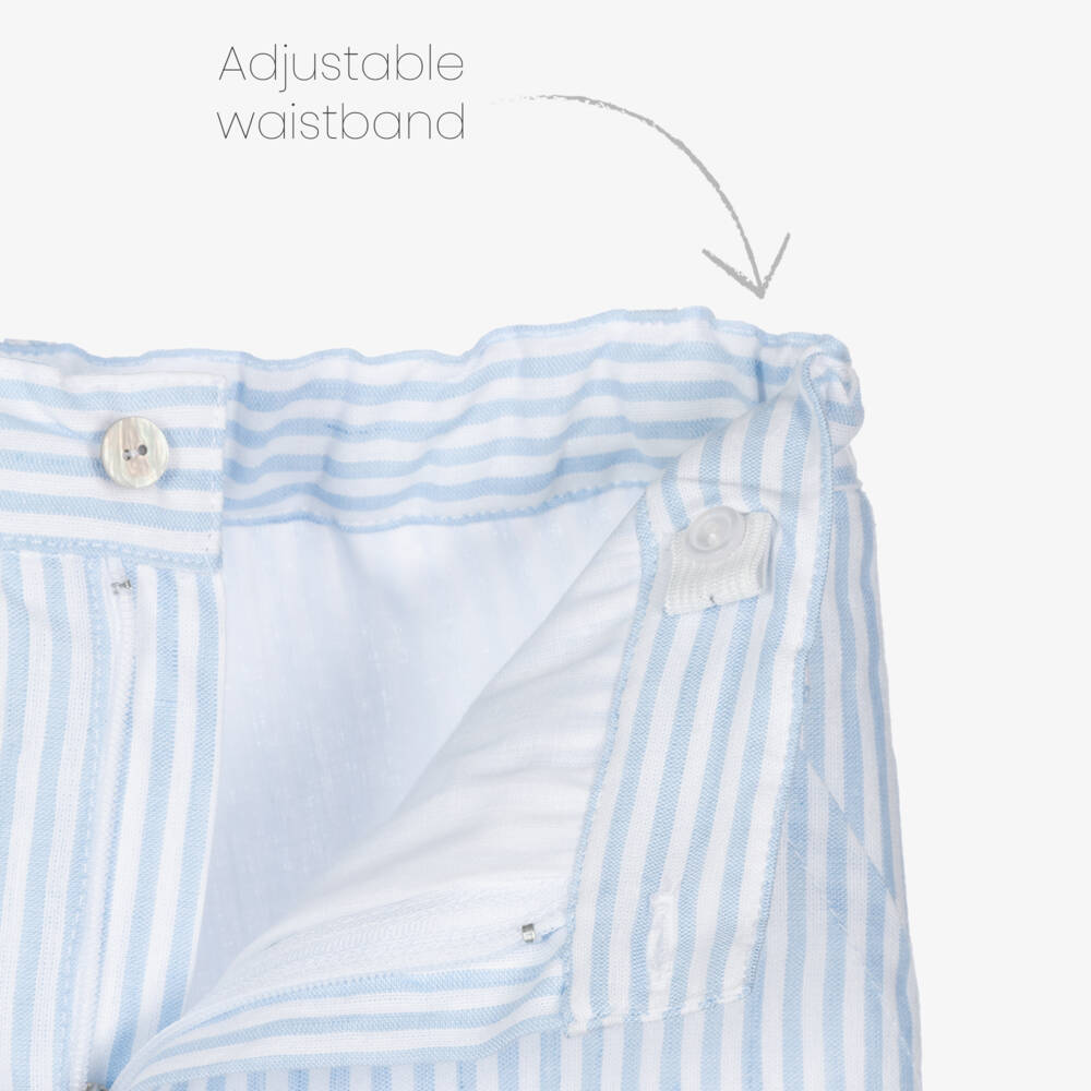 Artesanía Granlei-Boys Blue Knitted Top & Striped Shorts Set | Childrensalon