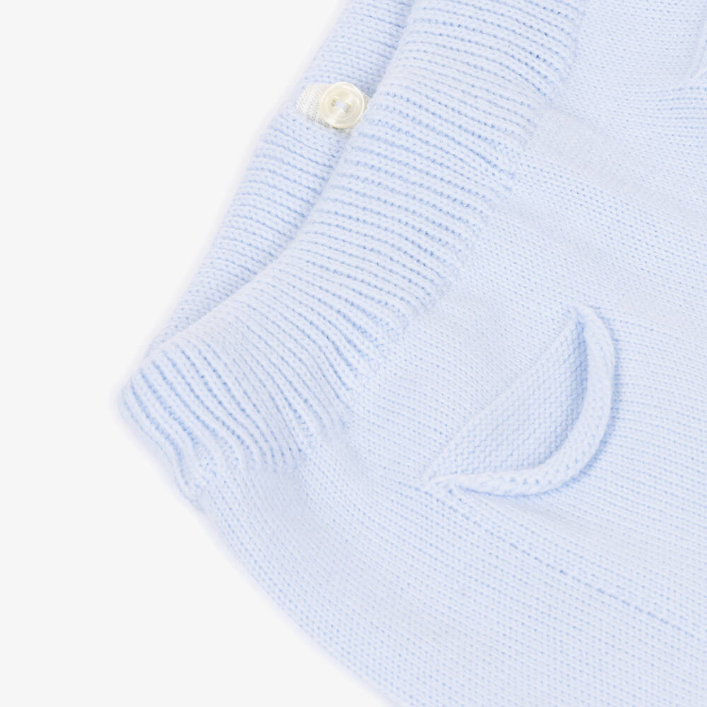Artesanía Granlei-Boys Blue Knitted Tracksuit with White Stripes | Childrensalon
