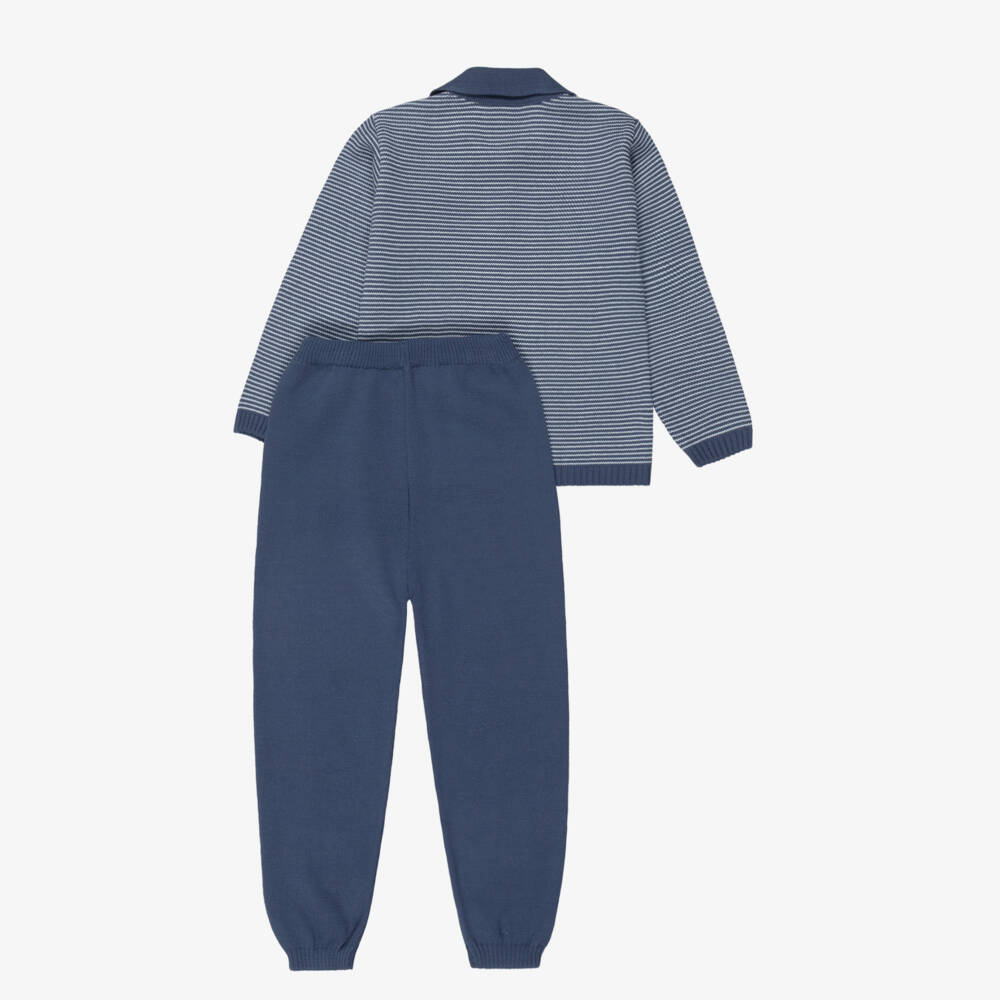 Artesanía Granlei-Boys Blue Striped Knitted Trouser Set | Childrensalon