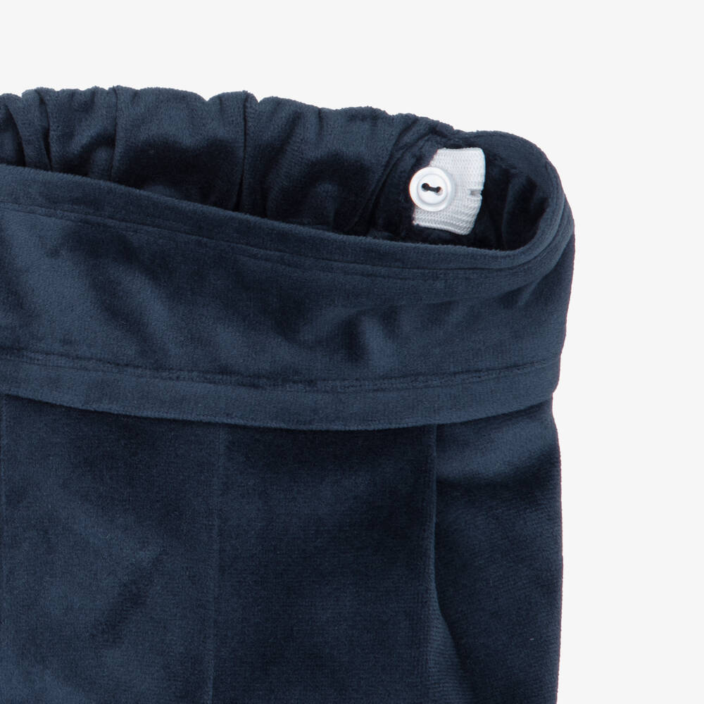 Artesanía Granlei-Boys Blue Velvet Shorts & Cardigan Set | Childrensalon