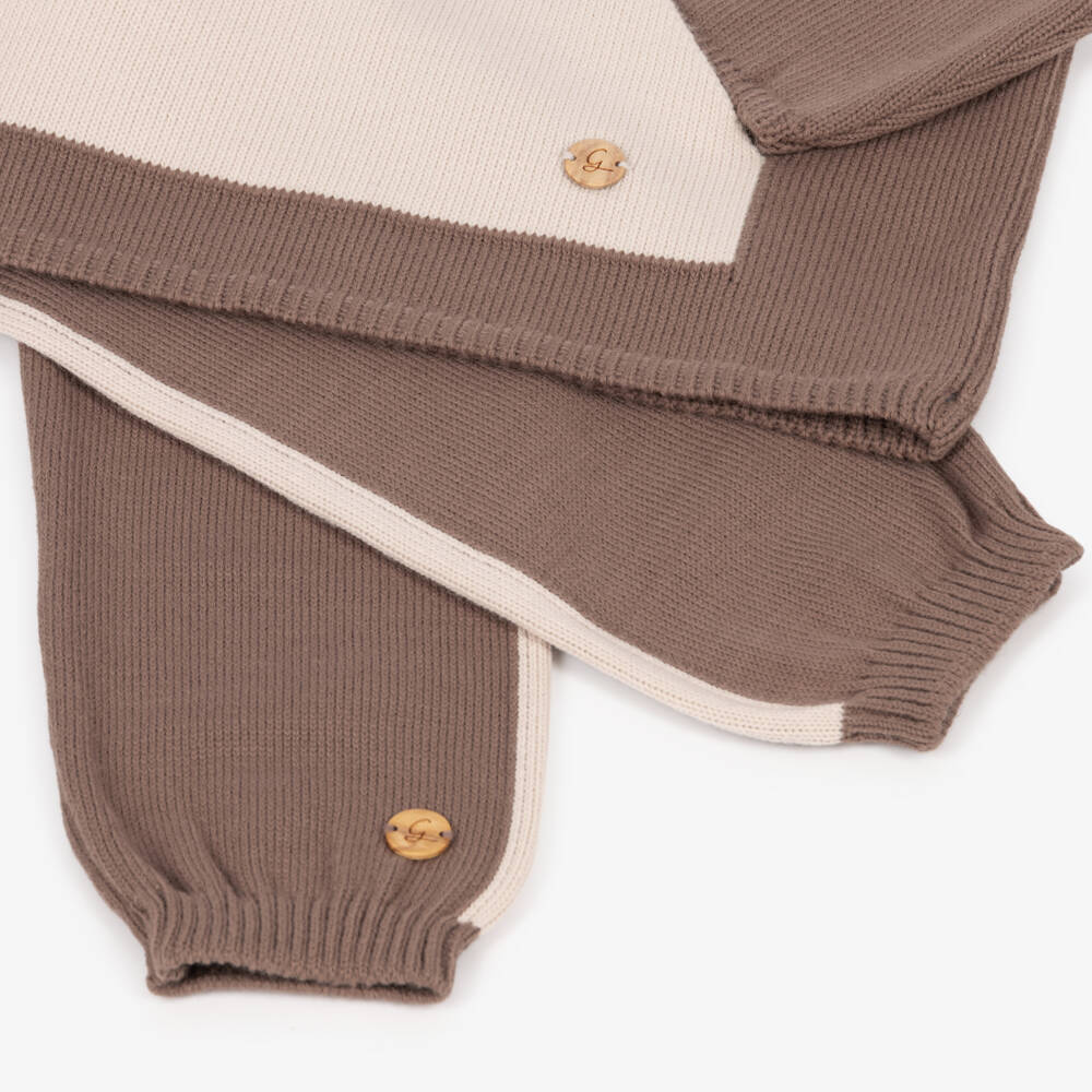 Artesanía Granlei-Boys Brown & Blue Knitted Tracksuit | Childrensalon