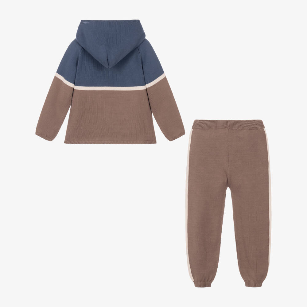 Artesanía Granlei-Boys Brown & Blue Knitted Tracksuit | Childrensalon