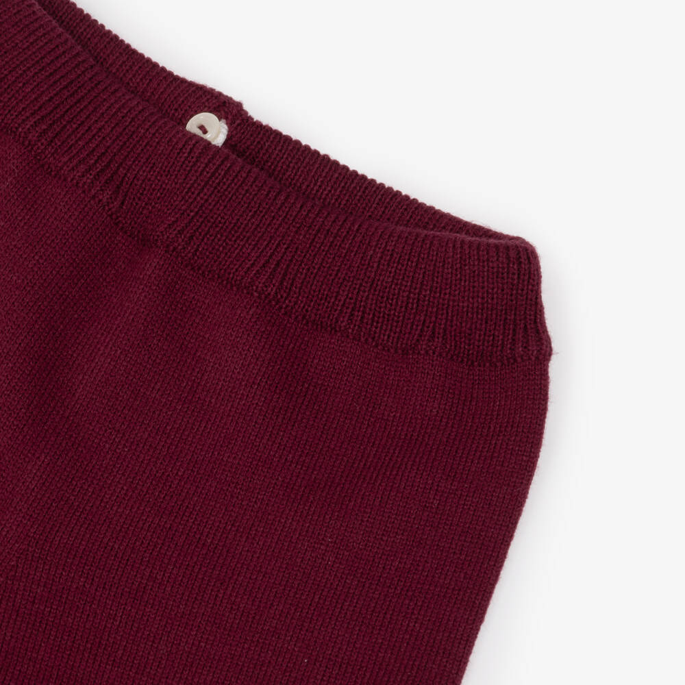 Artesanía Granlei-Boys Burgundy Knitted Trouser Set with Collar | Childrensalon
