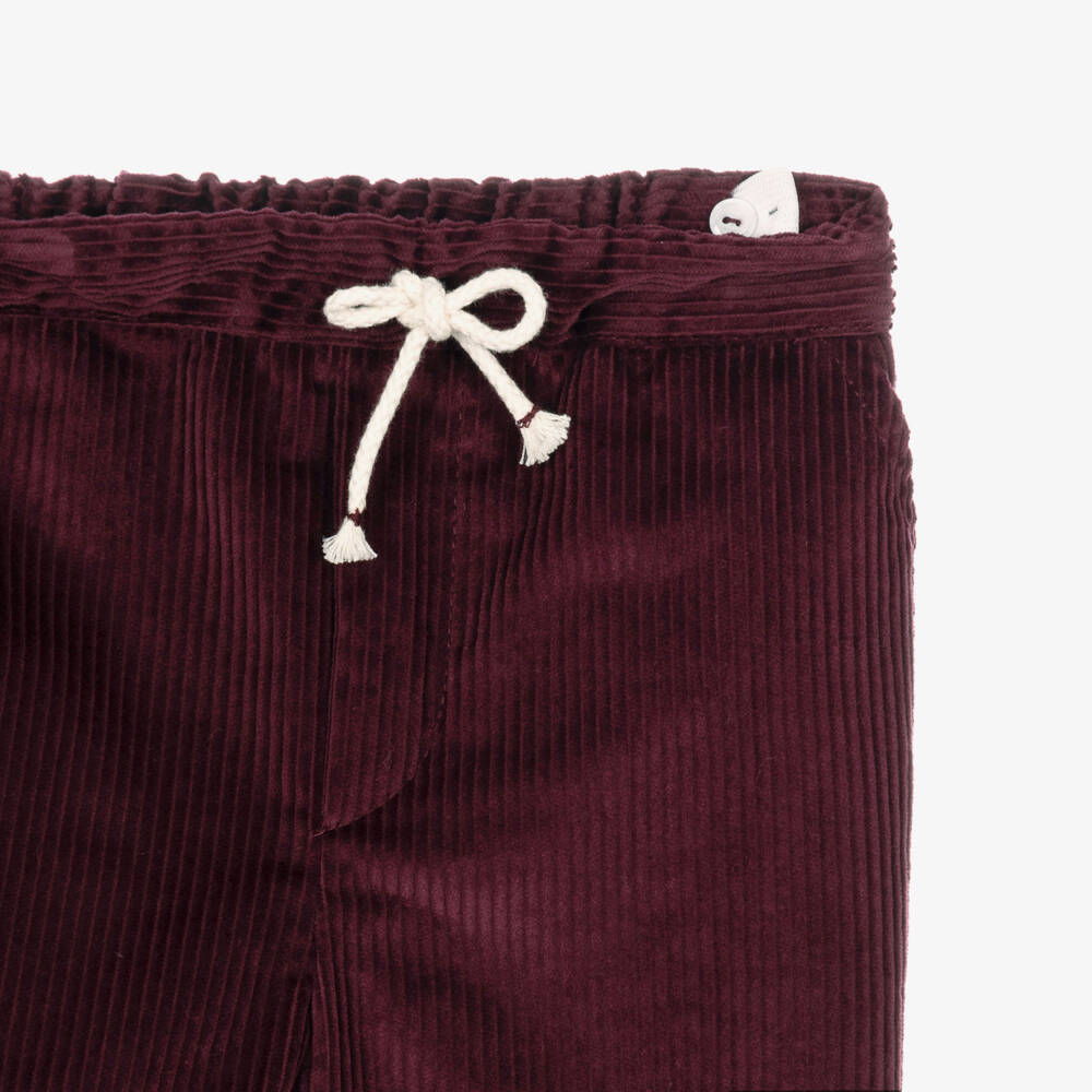 Artesanía Granlei-Boys Burgundy Red Sweater & Corduroy Shorts Set | Childrensalon
