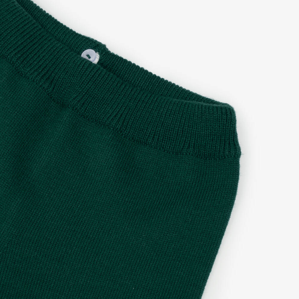 Artesanía Granlei-Boys Dark Green Knitted Trouser Set with Collar | Childrensalon