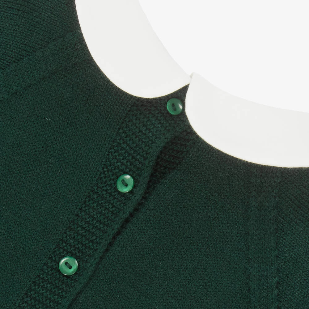 Artesanía Granlei-Boys Green Knitted Babysuit Set with Bear Motif | Childrensalon