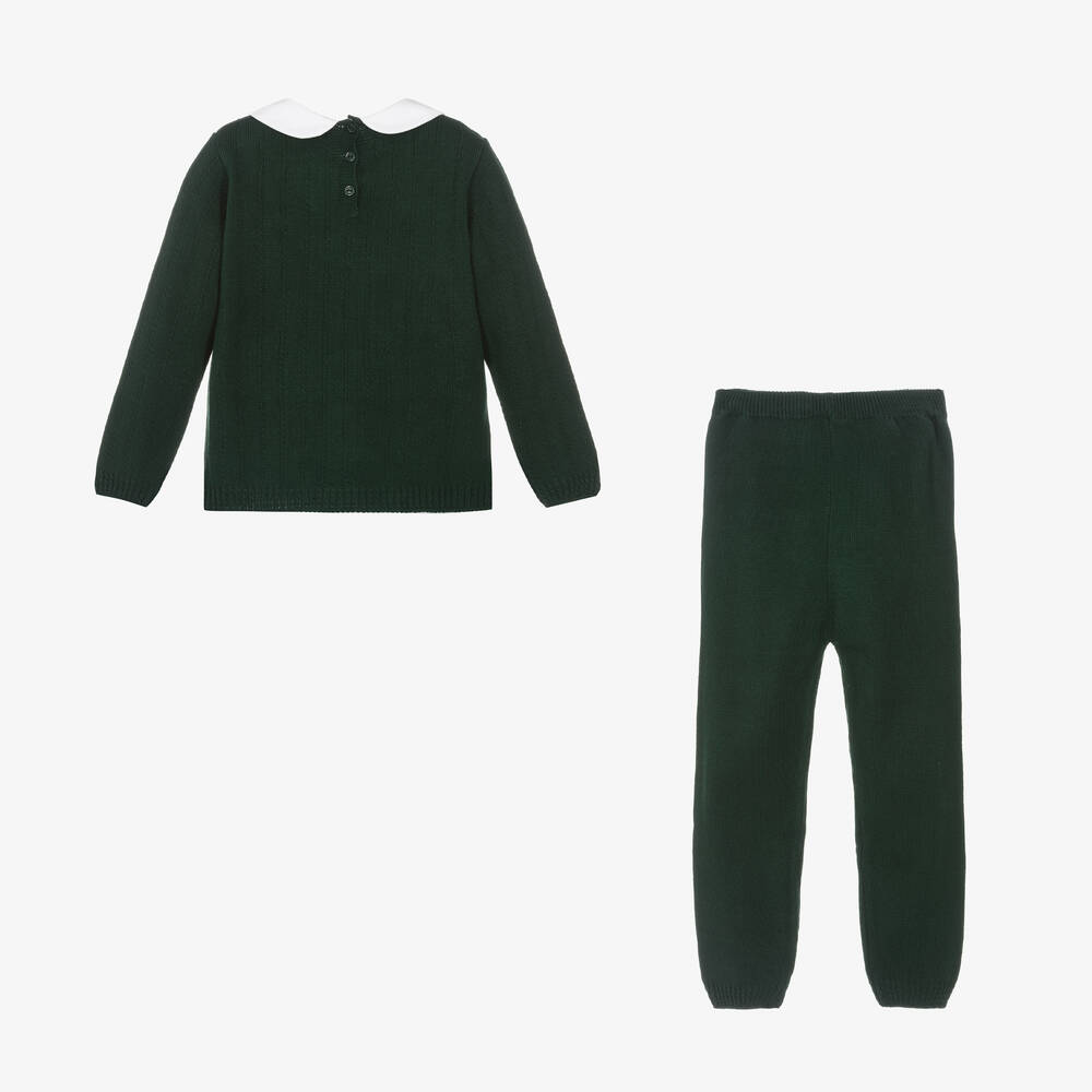Artesanía Granlei-Boys Green Knitted Trouser Set | Childrensalon