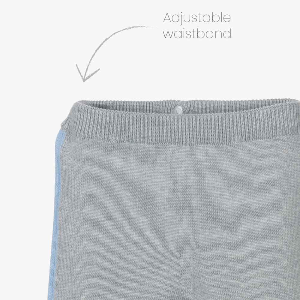 Artesanía Granlei-Boys Grey & Blue Knit Trouser Set | Childrensalon