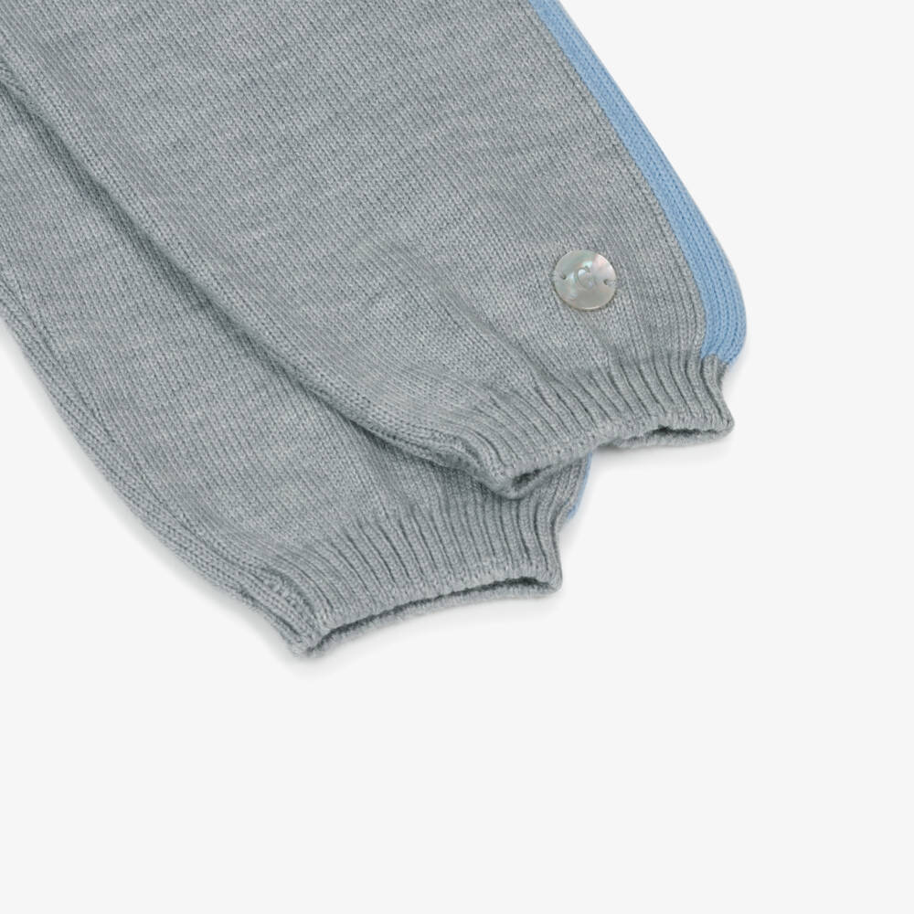 Artesanía Granlei-Boys Grey & Blue Knit Trouser Set | Childrensalon