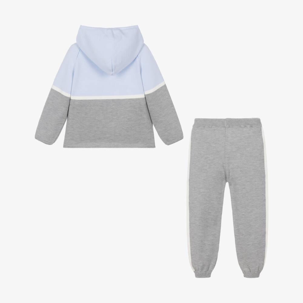 Artesanía Granlei-Boys Grey & Blue Knitted Tracksuit | Childrensalon