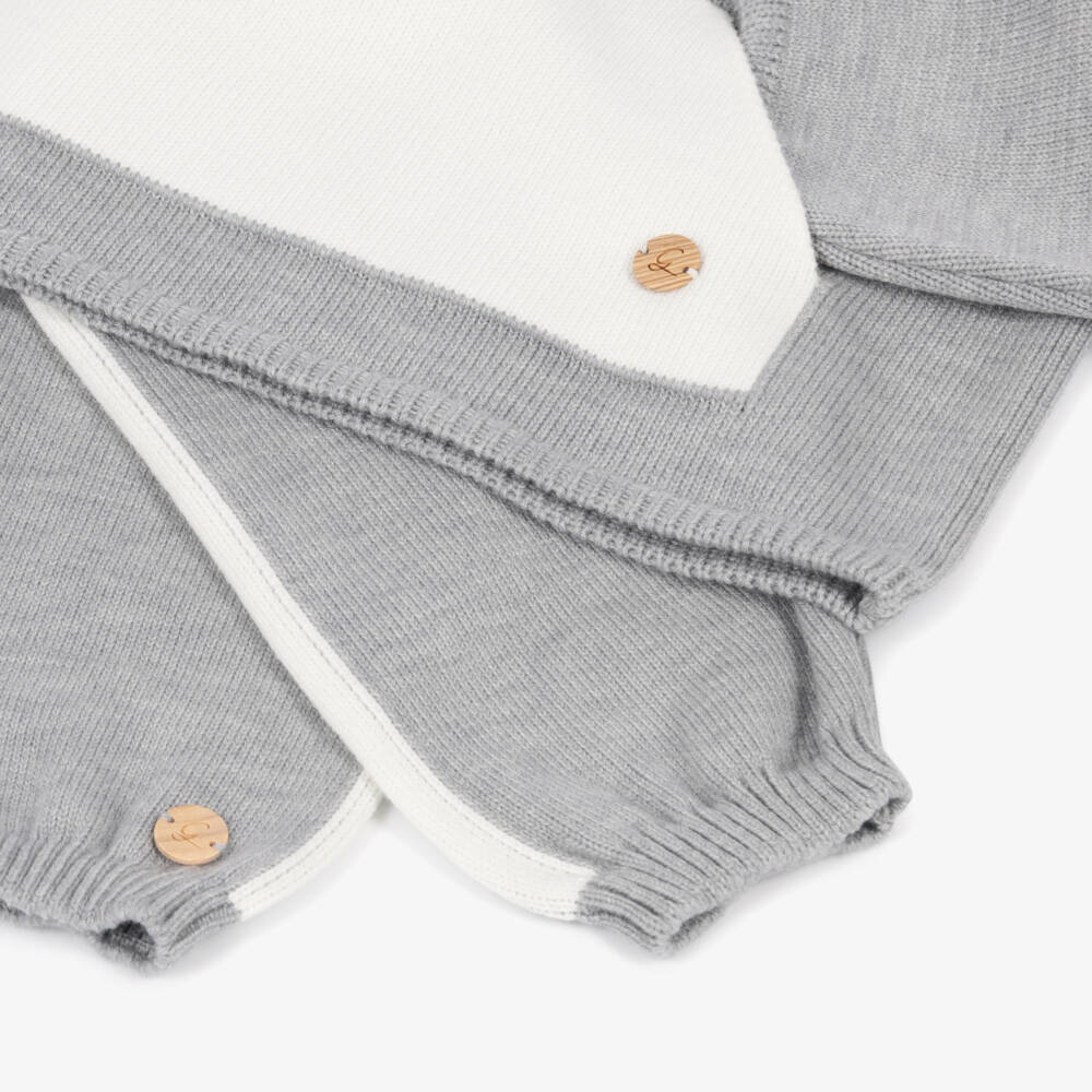 Artesanía Granlei-Boys Grey & Blue Knitted Tracksuit | Childrensalon