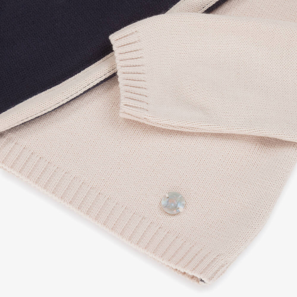 Artesanía Granlei-Boys Navy Blue & Beige Knit Trouser Set | Childrensalon