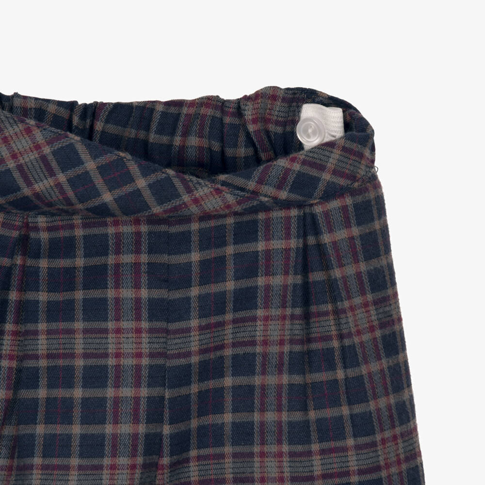 Artesanía Granlei-Boys Navy Blue Cardigan & Check Shorts Set | Childrensalon