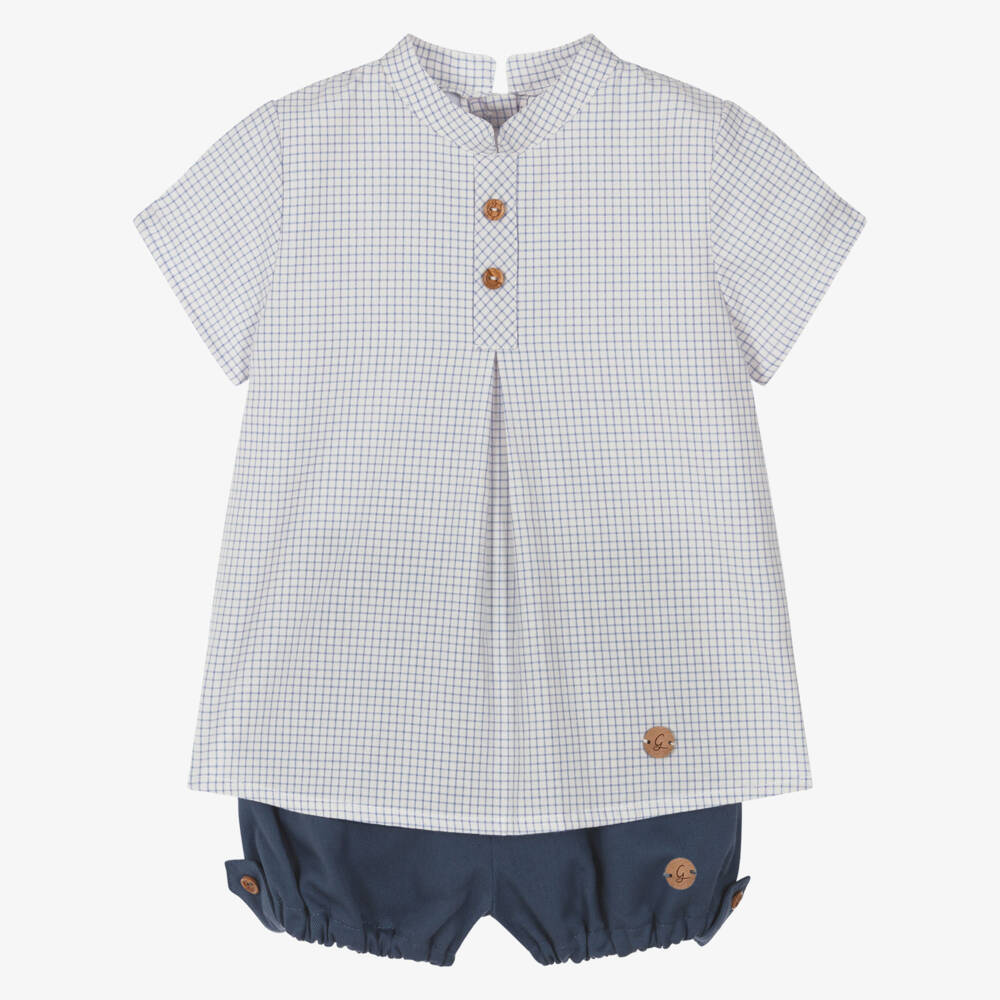 Artesanía Granlei-طقم شورت قطن تويل لون كحلي للأولاد | Childrensalon