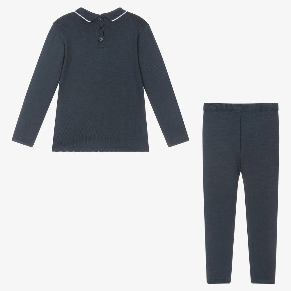 Artesanía Granlei-Boys Navy Blue Knitted Trouser Set | Childrensalon