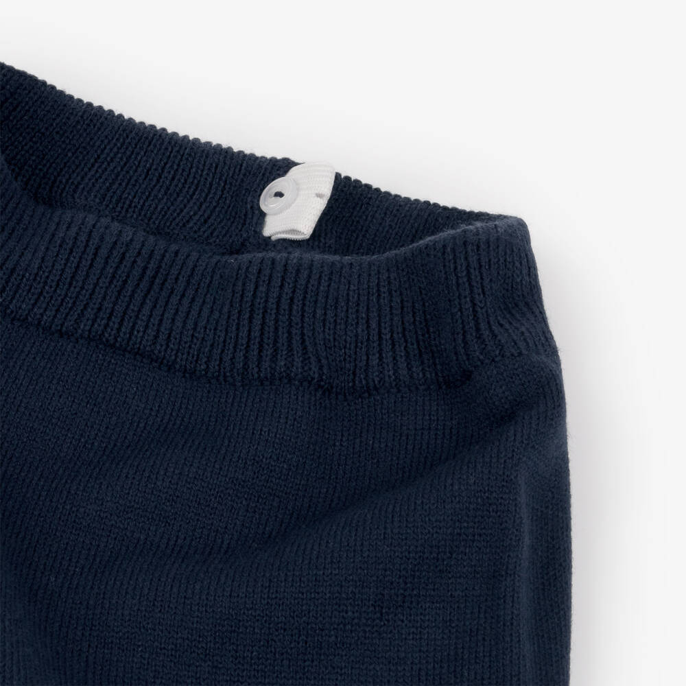 Artesanía Granlei-Boys Navy Blue Knitted Trouser Set | Childrensalon