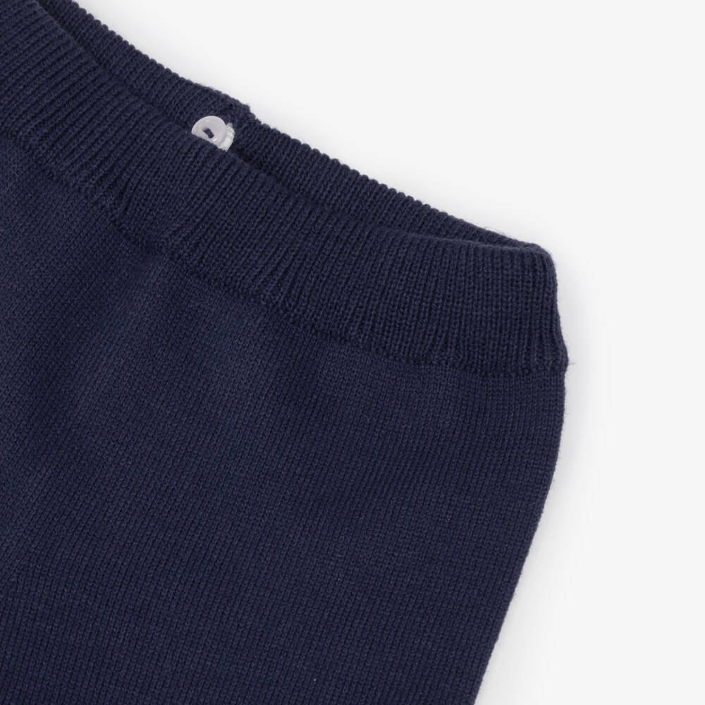 Artesanía Granlei-Boys Navy Blue Knitted Trouser Set with Collar | Childrensalon