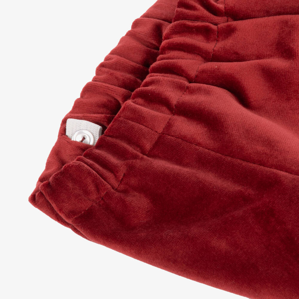 Artesanía Granlei-Boys Pale Beige & Burgundy Velvet Shorts Set | Childrensalon