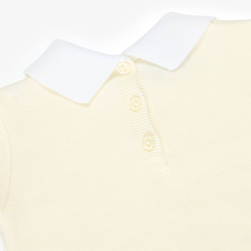 Artesanía Granlei-Boys Pale Yellow Knitted Top & Shorts Set | Childrensalon