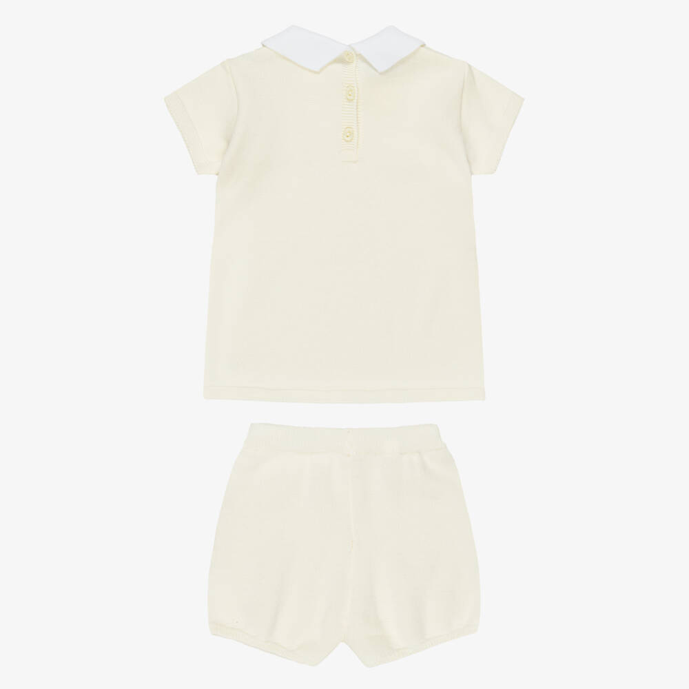Artesanía Granlei-Boys Pale Yellow Knitted Top & Shorts Set | Childrensalon