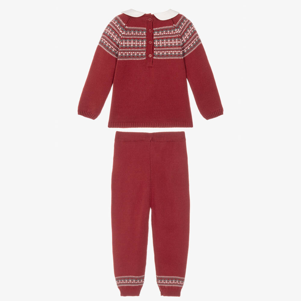 Artesanía Granlei-Boys Red Fair Isle Knit Trouser Set | Childrensalon