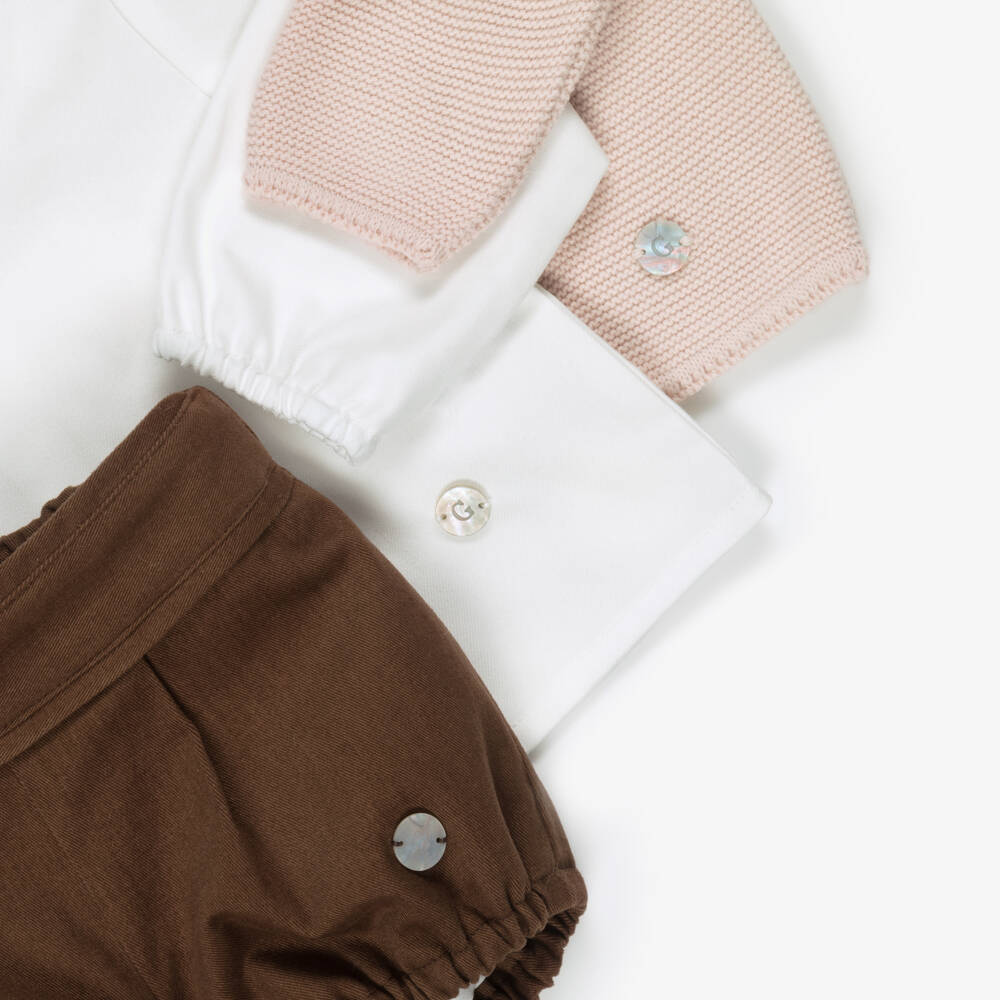 Artesanía Granlei-Boys Sandy Beige & Brown Shorts Set | Childrensalon