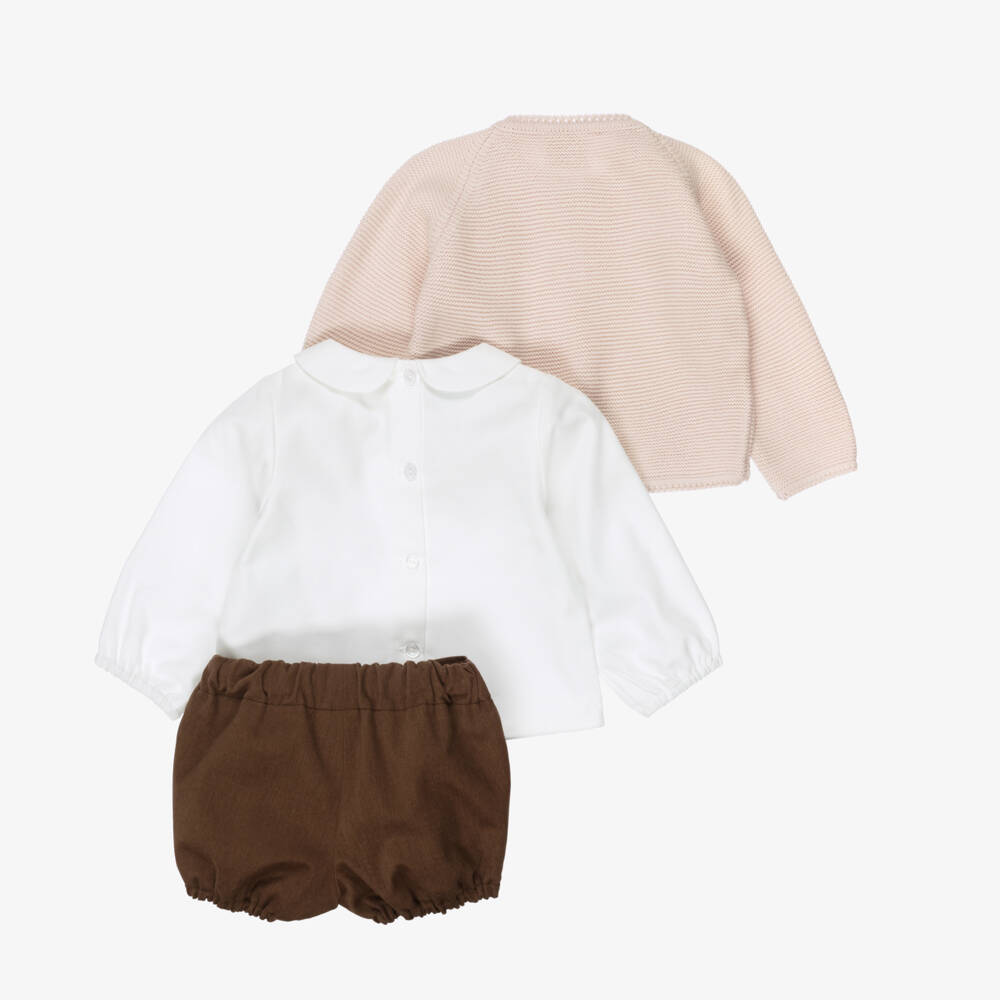 Artesanía Granlei-Boys Sandy Beige & Brown Shorts Set | Childrensalon
