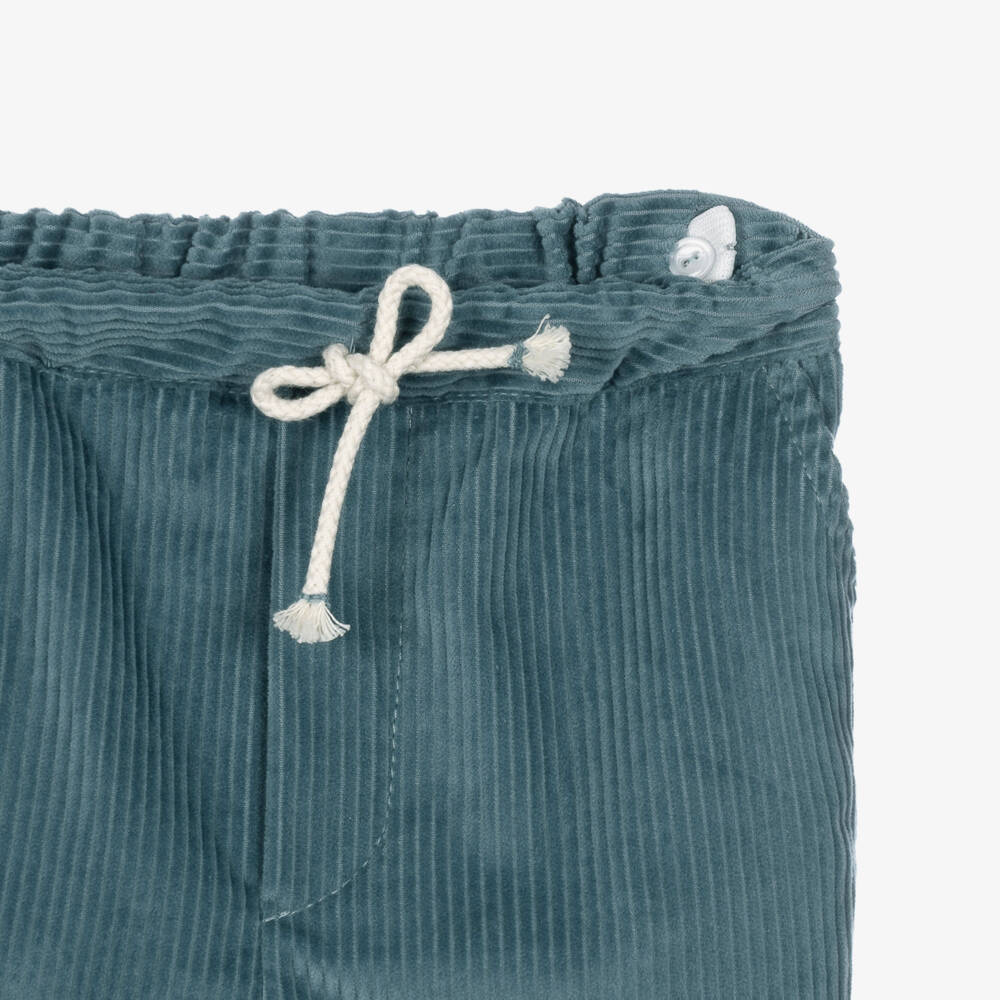 Artesanía Granlei-Boys Teal Blue Sweater & Corduroy Shorts Set | Childrensalon