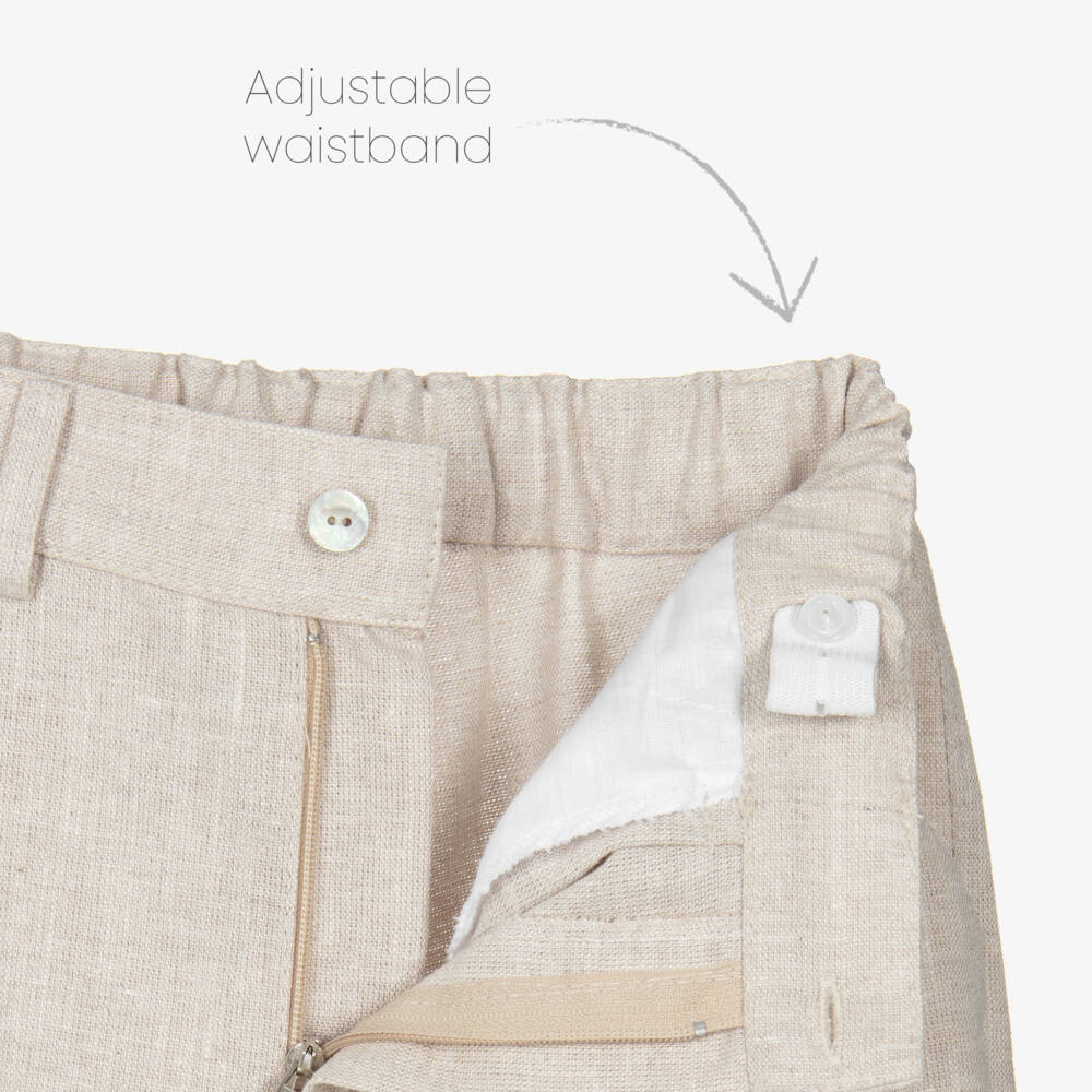 Artesanía Granlei-Boys White Shirt & Beige Trouser Set | Childrensalon