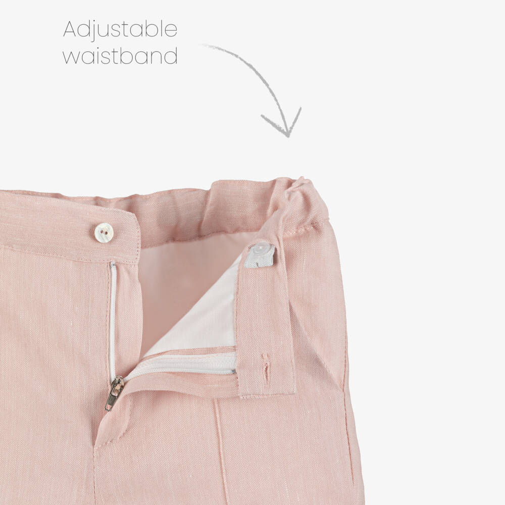 Artesanía Granlei-Boys White Shirt & Pastel Pink Shorts Set | Childrensalon